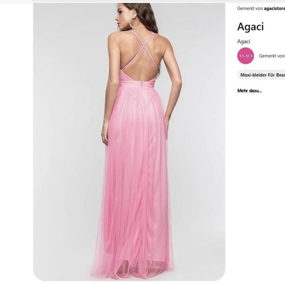 Agaci Dress Gown NEW + TAGS Tulle Mesh Blush Pink - Picture 3 of 13